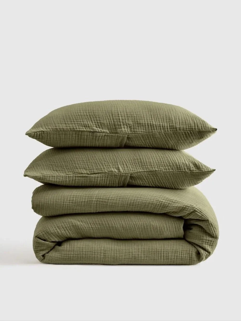 Quince Organic Cotton Gauze King Cal King Duvet Cover Olive Green